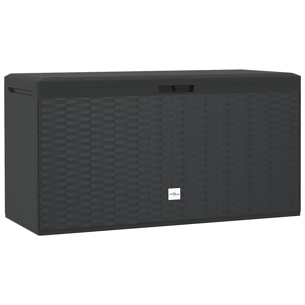 Caja de jardín antracita de polipropileno, 114 x 47 x 60 cm, con 290 L de espacio de almacenamiento, se puede cerrar, resistente a la intemperie y estable, para balcón, terraza, exterior, ideal