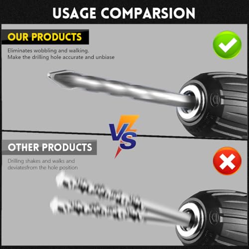 Serplex® 8Pcs Cemented Carbide Drill Bits Set, 6mm/8mm/10mm/12mm Masonry Drill Bits for Concrete, Brick, Stone, Ceramic Tile, Glass, High Hardness Skewed Head 1/4'' Hex Eccentric Twist Drills Bit