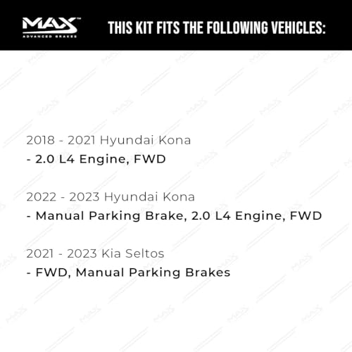 Image of MAX Advanced Brakes - Brake Kit For 2018-2023 Hyundai Kona (FWD, 2.0 L4 Engine, Manual Parking Brake), Kia Seltos| Carbon Ceramic Brake and Rotor Kit Front and Rear| OE Replacement Brake Rotors