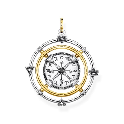 Pendentif amulette Thomas Sabo argent sterling 925 noirci et plaqué or jaune