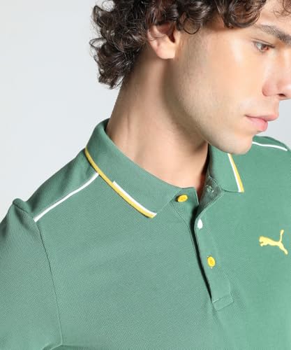 Image of Puma Men Tipped Collar Pure Cotton Regular Fit Polo Shirt