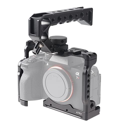 Image of Fotga A7RV Camera Cage + Top Handle for Sony A7RV A7RM5 Mirrorless Camera Stabilizer Stabilize Video Recording Compatible Arca Swiss Tripod Ball Head Clamp