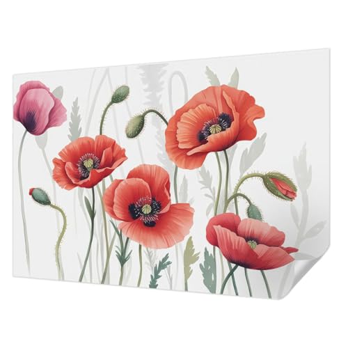 Papel pintado lavable autoadhesivo resistente a manchas fotomural de amapolas 2