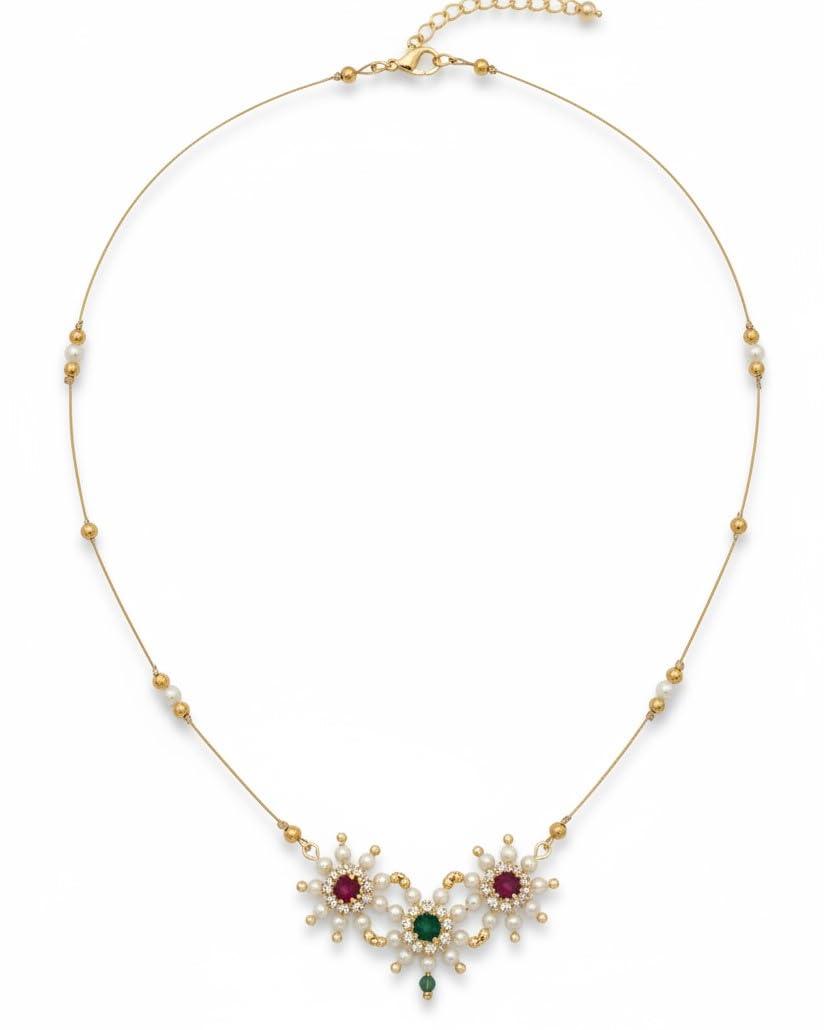 shinexa Invisible Necklace for Women | Gold Plated Floral Pendant Necklace for Girls | Lightweight Daily Wear Jewellery Gift for Girls & Women-picture-12