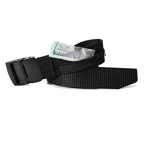 Waist Pack, Nylon Military Tactical Belt with Zinc Alloy Buckle, Security Travel Money Belt - Black2