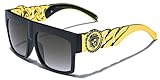 Flat Top Gold Chain Link Hip Hop Rapper Aviator Celebrity Sunglasses MATTE BLACK