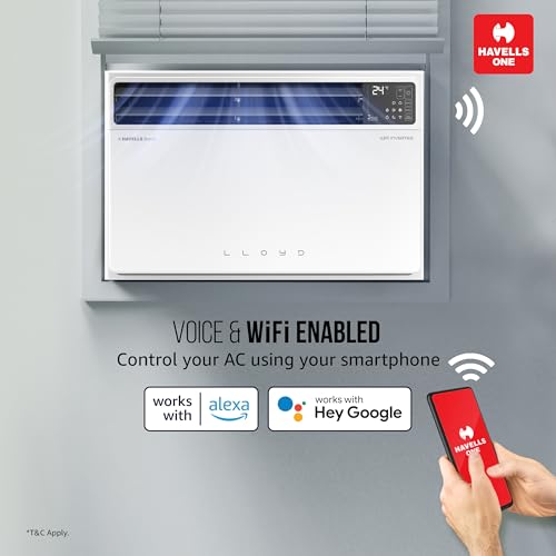 Image of Lloyd 1.5 Ton 5 Star Top Throw Inverter Window AC, 2026 New Star Rated (6 in 1 Convertible, Cools Up To 54C, Voice & WiFi Enabled, Opti Breeze, Super Silent, 4 Way Air Swing, White, GLW18V5AGTPR)