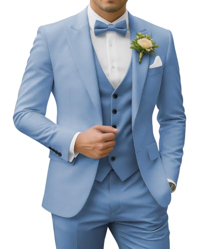 SPTALLFITJSV Dusty Blue Tailored Suit for Men 3 Piece