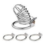SeLgurFos Chastity Cage aus Edelstahl für Männer mit einem Ring oder 3 Cock Ringen Peniskäfig SM Bondage Sexspielzeug Penis Kontrolle (3 Rings)