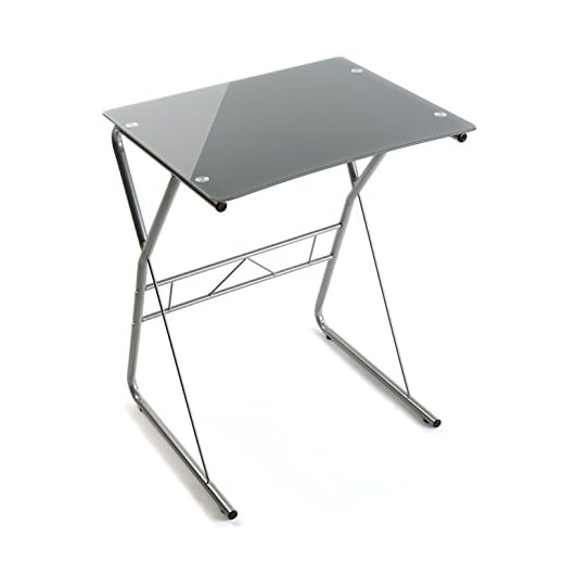 Versa Mesa Ordenador/Escritorio de Cristal Templado, Gris, 60 x 47,5 x 75 cm