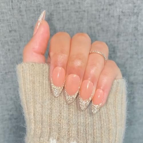 24 Piezas Estilos De Manicura Francesa Prensa En Uñas Acrílico Uñas Falsas Pegamento En Uñas Para Mujeres Y Niñas Fácil De Aplicar