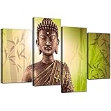 Marca Original: Wallfillers Wallfillers Cuadros en Lienzo Grande Buda Verde Lima Imágenes 130cm XL 4100