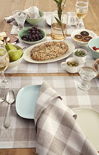 Solino Home Buffalo Check Linen Placemats 14 X 19 Inch – 100% Pure Linen Tablemats Natural And White – Set Of 4 Plaid Placemats For Summer, Dining – Handcrafted From European Flax #TOP1