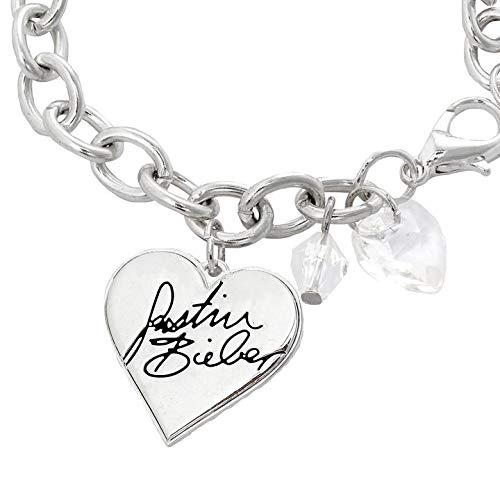 Justin Bieber Signature Heart Charm Bracelet2
