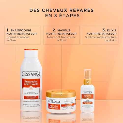 DESSANGE - Shampoing Nutri-Réparateur Réparation Gelée Royale - Formule Enrichie En Gelée Royale Restructurante - Nourrit & Renforce La Fibre - Pour Cheveux Très Abîmés, Sur-Sollicités - 250 ml – Image 6