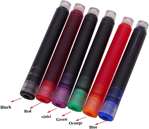 Image of GOLD LEAF 30 PCS Jinhao Fountain Pen Ink Cartridges Refill - 6 Colors Set (Black, Blue, Green, Pink, Red, Orange) - Standard 2.6mm