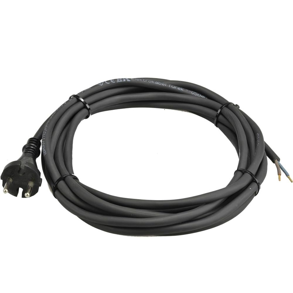 Kabel przyłączeniowy gumowy 2-biegunowy 2 x 1,0 mm2 H05RR-F 2G 1,0 mm2 kabel zasilający z wtyczką kabel gumowy czarny 250 V, 16 A (1,5 metra)