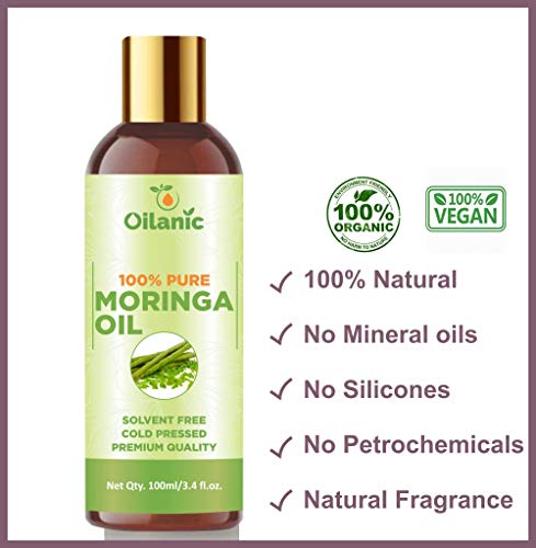 Image of Pure & Natural Moringa Oil for Women and Men | Organic Cold Pressed Moringa Seed Oil for Hair Growth, Hair Fall Control, Face, Skin & Body Care | Chemical Free | Pack of 1 100ml