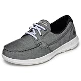 Skechers Women's Go Walk Lite - Isla Boat Shoe, Black/White, 8
