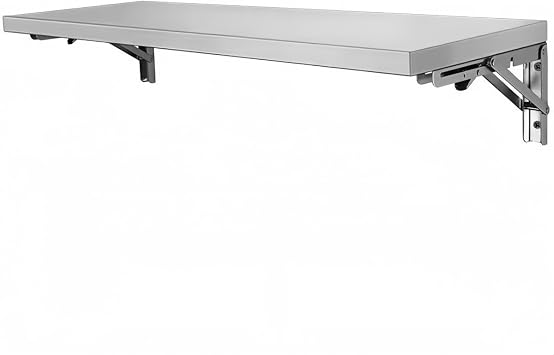 Foldable Wall Table Stainless Steel Folding Work Bench for Garage and Shed, Office Laundry Room Kitchen and Dining Room Wall Hanging Computer Desk Study Desk Wall Table Wall Desk 25 x 60