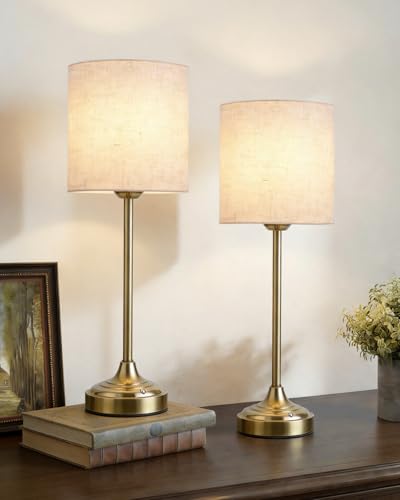 Image of Rechargeable Table Lamp, 2-Pack, 8000mAh, Dimmable, Ambient Light, 2700K, Touch Control, Portable, LED, Wireless, Cordless, Battery Operated, Desk Lamp, Kitchen Lamp, Fabric Shade, for Dining Room