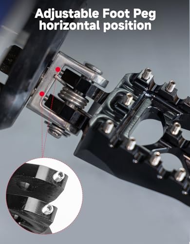 Image of KEMIMOTO Aluminum Dirt Bike Foot Pegs Adjustable Fit for Surron Light Bee | Anti-Slip Foot Rest Pedals, for Surron X and S E Ride Pro SS, Ebike CRF150F CRF230F 2003-2019 Black