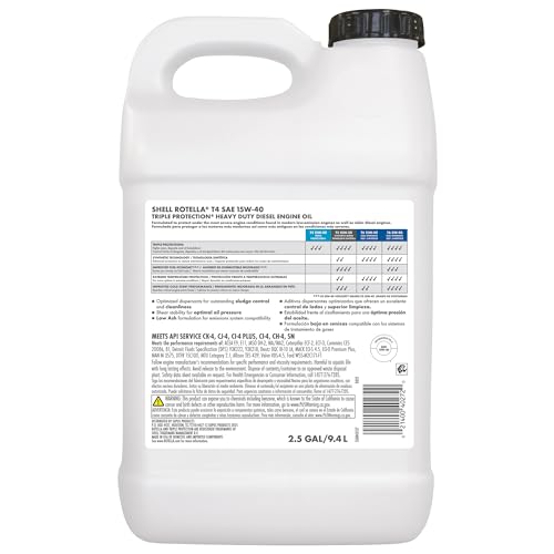 Image of Rotella 550045127 T4 Triple Protection Motor Oil (15W-40 CK-4), 2.5 gallon