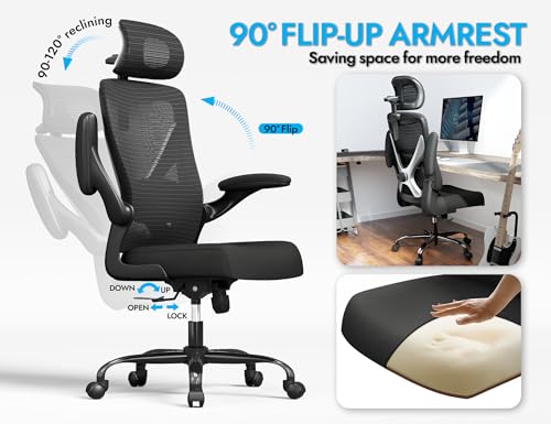 Image of Ergonomic Office Chair - X-Shaped Computer Desk Chair Comfy, Gaming Chair, Office Chair with Lumbar Support, Mesh Office Chairs with Headrests, Desk Chair for Long Hours, Black Silver, Pack of 3