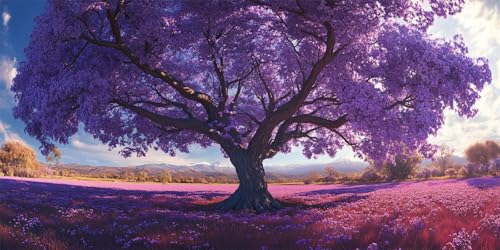 Pintura por Números para Adultos Púrpura Pintar por Numeros Niños Principiantes Árbol,Kit de Pintura al óleo de Lienzo DIY para con Pinceles,Paint by Numbers Acrílico,Mujer Regalo 60x120cm E-1119