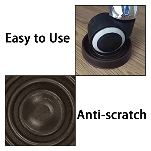 Yuanyoutong Rubber Furniture Caster Cups, 4 Pcs Anti Slip Furniture Pads, Non Skid Furniture Grippers, Chair Leg Floor Protectors, Bed Stoppers, Round Feet Pads For Wheels Of Sofa (Brown) #TOP4