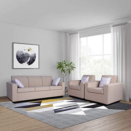 Top 10 Best Sofa Sets In India | Best Sofa Set 5, 3 Seaters 8 Adorn India Monteno 3-1-1 5 Seater Sofa Set (Beige)