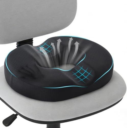 BRO Hämorrhoiden Sitzkissen Ergonomischer Sitzring mit kühlender Bezug | Memory-Schaum Donut Kissen, Sitzring Steißbein Entlastung, Linderung von Hämorrhoiden, Rutschfeste Basis, I