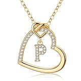 M MOOHAM Regalos de Navidad para adolescentes y mujeres – Collares con inicial de corazón para niñas, delicado collar con