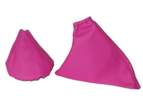 The Tuning-Shop Ltd for Fiat 500 2007-2015 Shift & E Brake Boot Pink Italian Leather Black Stitching