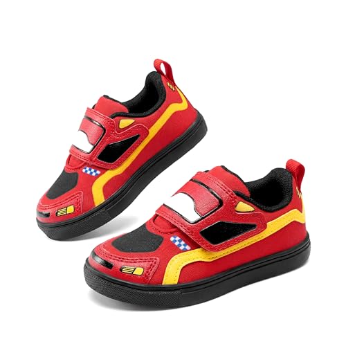 DREAM PAIRS Toddler Boys Sneakers Little Kids Shoes Fun Cartoon Cute Causal Walking Hook and Loop Lightweight 8 Toddler Red