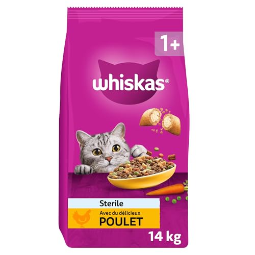 WHISKAS Croquettes pour chat stérilisé 14 kg au poulet