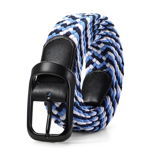 Image of JASGOOD Stretch Belt for Men, Men Women Elastic Woven Braided Belt 1 3 /8 Casual Belt Golf Belt for Jeans Pants