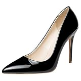  SUCREVEN Damen Mode Stiletto Pumps Pointed Toe Höhe Ferse Pumps Mit Strap Party Schuhe Schwarz Gr 48 EU/50CN