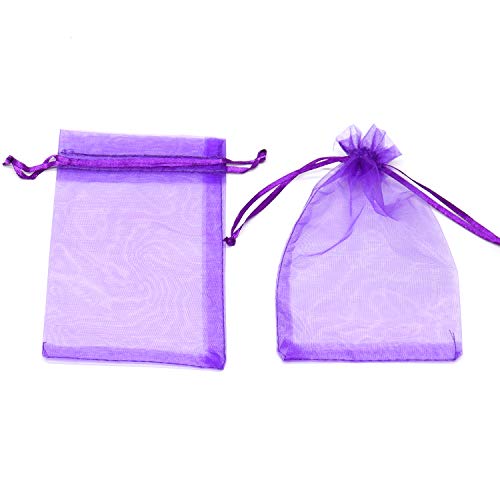 Image of Dealglad 50pcs Drawstring Organza Jewelry Candy Pouch Christmas Wedding Party Favor Gift Bags (7x9, Purple)