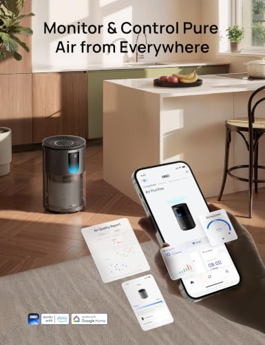 Image of DREO Smart Air Purifier for Home, Up to 1176 ft, HEPA Sleep Mode, Air Cleaner for Large Rooms & Bedrooms, Wi-Fi /Voice /Alexa, Pets, Smoke, Dust, Pollen & Odors, PM2.5 Monitor, DR-HAP009S (Dreo 539S)