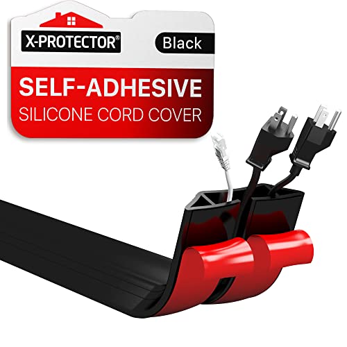 Floor Cord Cover by X-Protector – 5’ Overfloor Cord Protector – Self-Adhesive Power Cable Protector – Silicone Cord Protector – Ideal Extension Cord Cover to Protect Wires On Floor (60 in)