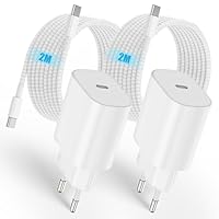 2Pack iPad Ladekabel und USB C Ladegerät, 25W USBC iPad Netzteil mit 2M USB-C Kabel Schnellladekabel für iPad Pro 13/12.9/11, Air 5/4 Gen 11/13, iPad 10/11 Gen, iPhone 17 16 15 Pro Max/16 15 Plus