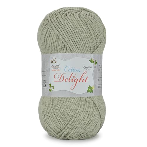 Image of Ganga Acrowools Cotton Delight, Dk Weight Cotton Yarn, Oekotex Class L Certified 100G, 169M (Greenish Gray)
