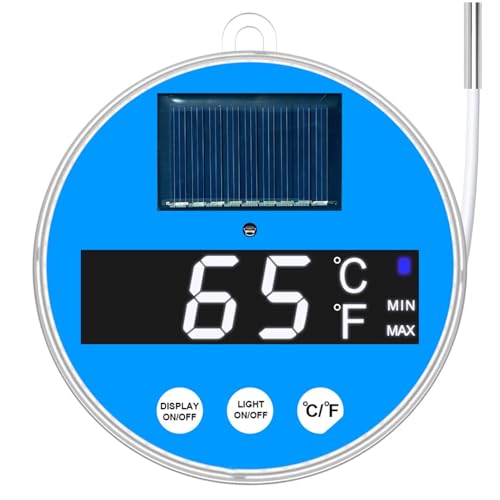 Thermomètre de piscine numérique flottant solaire avec éclairage LED coloré