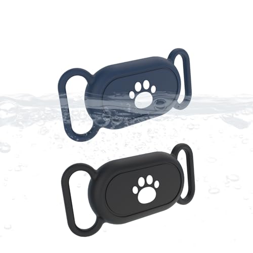 (2 Packs) Protective Cases Waterproof for Samsung Galaxy SmartTags 2,Doweiss Silicon Rubber Protective Cover Anti-Scratch for Pet Collars Fit for Galaxy SmartTags 2 Waterproof (Black + Navy)