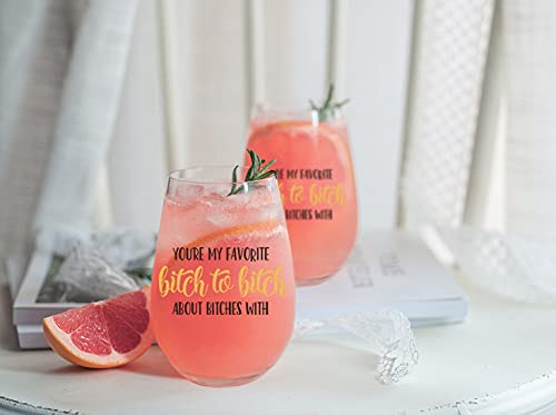 You're My Favorite Bitch To Bitch About Bitches With, Funny Wine Glasses Gifts For Women, Birthday Christmas Friendship Gifts For Coworker, Sister, Wife, Bff, Roommates, Bachelorette Party Gifts, 17Oz #TOP4