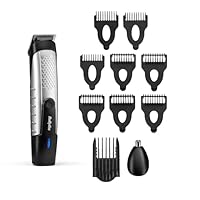 BaByliss Lithium Power Beard Trimmer — Cordless Grooming Kit with Stainless Steel Blades, Nose & Ear Trimmer, 14 Cutting Lengths (0.5–10mm), USB Charging, 80-Minute Runtime, T812U