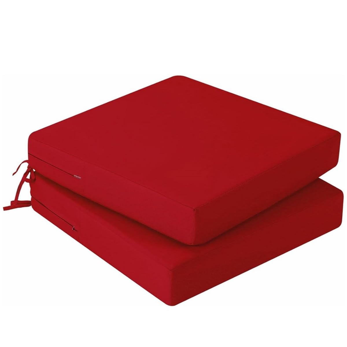 Hiseng Waterproof Outdoor Cushion Covers Set of 2 Solid Color Patio Seat Cushion Covers Replacement with Zipper for Garden Chair Cushion, Washable Rattan Furniture Protector (Red,50x50x8cm)