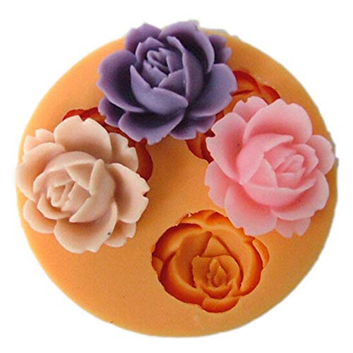 Romote 1 pc Rose Jaune Moule en Silicone de Fleur pour la décoration de Biscuits au Chocolat gâteau Fondant Savon fimo résine en pâte polymère Cover