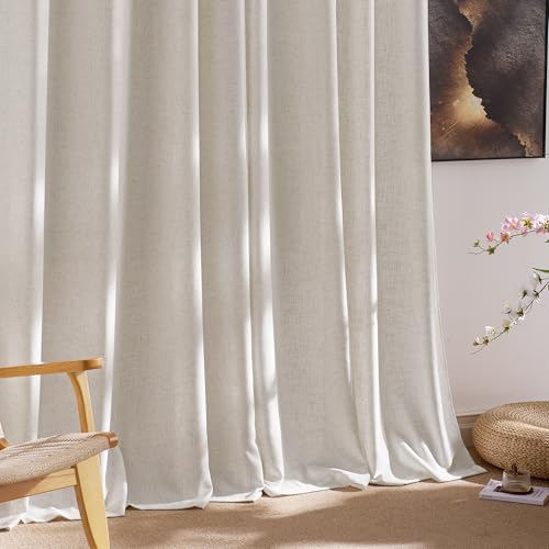Cortinas de lino claro PONY DANCE de 140x137cm con ojillos para ventanas de cocina 7